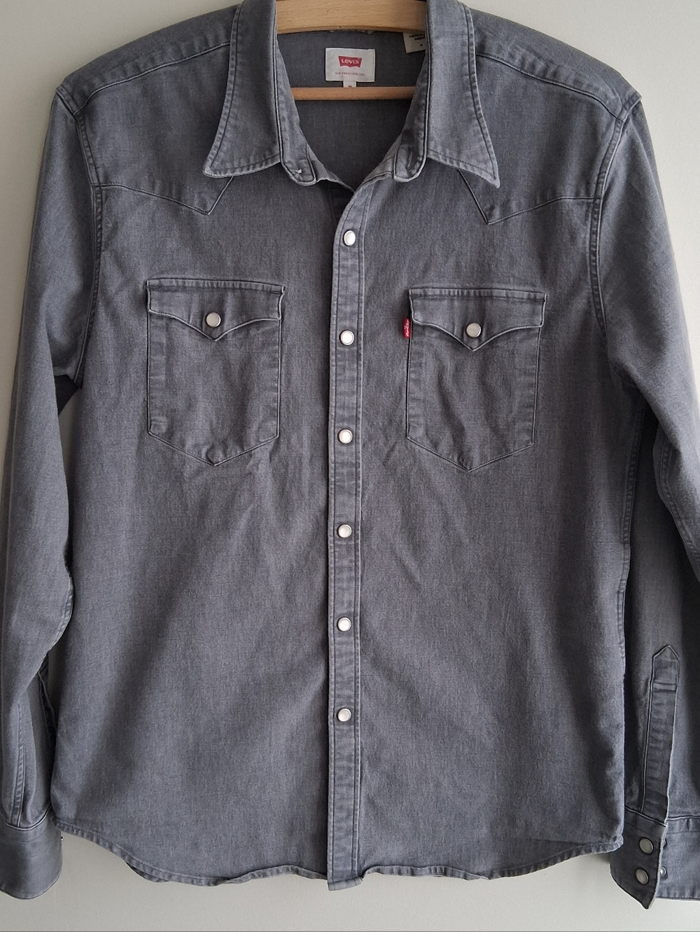 Levis Grey Denim Shirt With Stretch Medium GUC